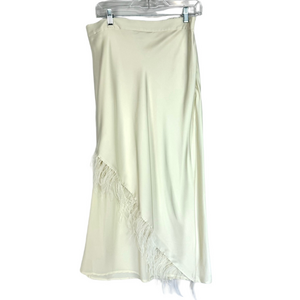 NWOT Hutch Skirt Satin Feather Embellished Creamy White Womens 12 Angelcore